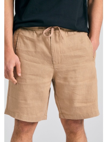 comfort fit garment dyed λινή βερμούδα