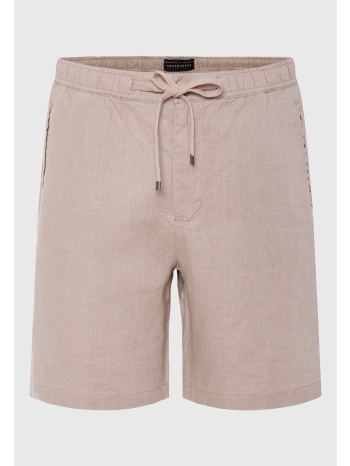 comfort fit garment dyed λινή βερμούδα