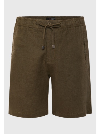 comfort fit garment dyed λινή βερμούδα