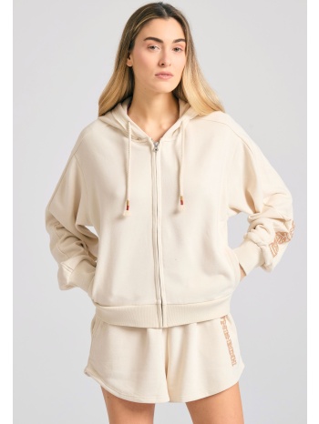 γυναικείο φούτερ ζακέτα με κέντημα στο μανίκι