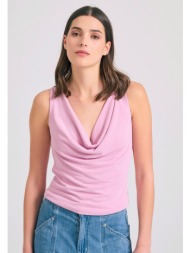 ντραπέ αμάνικη μπλούζα με ανοιχτή πλάτη