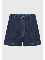 loose fit lyocell blend τζιν σορτς με πιέτες