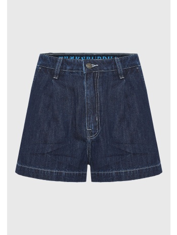 loose fit lyocell blend τζιν σορτς με πιέτες