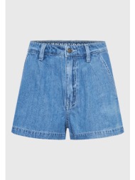 loose fit lyocell blend τζιν σορτς με πιέτες