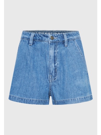 loose fit lyocell blend τζιν σορτς με πιέτες