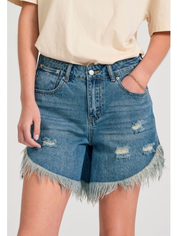 γυναικείο boyfriend τζιν σορτς με σκισίματα