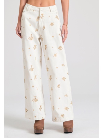 γυναικείο loose fit τζιν παντελόνι με κέντημα