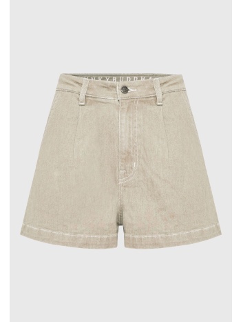 garment dyed τζιν σορτς με πιέτες