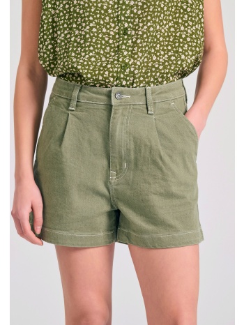 garment dyed τζιν σορτς με πιέτες