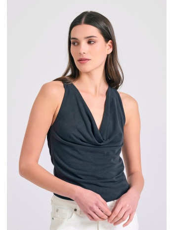 ντραπέ αμάνικη μπλούζα με ανοιχτή πλάτη