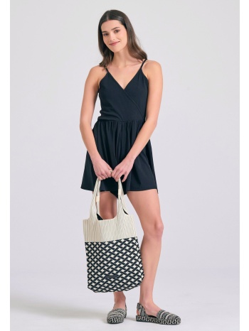 κρουαζέ ολόσωμη φόρμα σορτς σε rib ύφανση