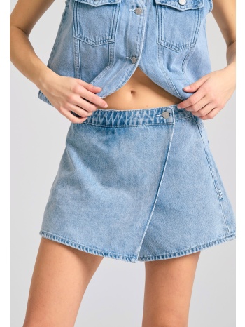 γυναικείο τζιν σκορτ με πλαϊνό κούμπωμα