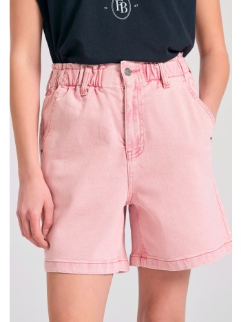 garment dyed τζιν σορτς με βολάν στη μέση