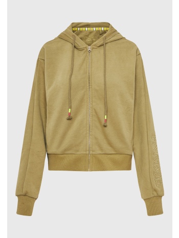 γυναικείο φούτερ ζακέτα με κέντημα στο μανίκι