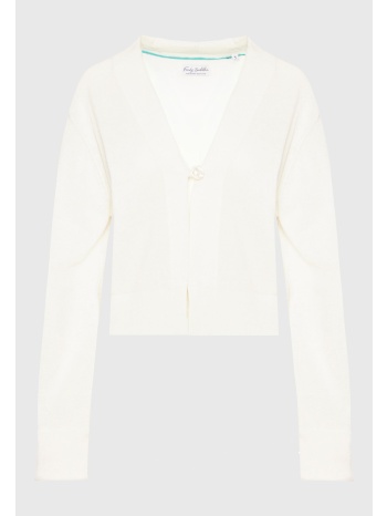 linen blend πλεκτή ζακέτα με διακοσμητικό κουμπί