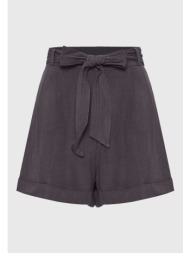 loose fit linen blend σορτς με πιέτες και ζώνη