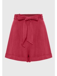 loose fit linen blend σορτς με πιέτες και ζώνη