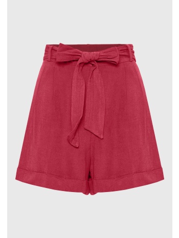 loose fit linen blend σορτς με πιέτες και ζώνη