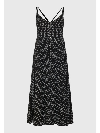 linen blend εμπριμέ μάξι φόρεμα