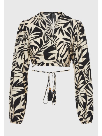 εμπριμέ μακρυμάνικη κρουαζέ μπλούζα