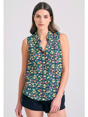 γυναικείο φλοράλ αμάνικο πουκάμισο