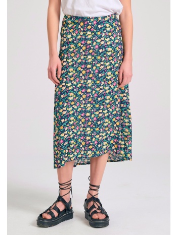 φλοράλ μίντι φούστα από βισκόζη