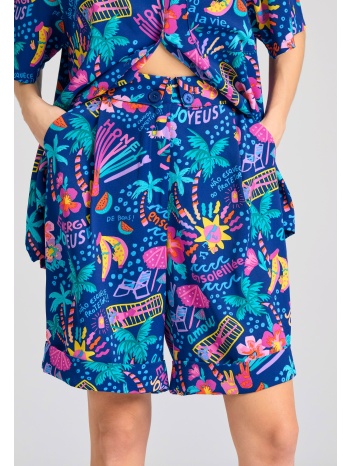γυναικεία βερμούδα με all over tropical τύπωμα