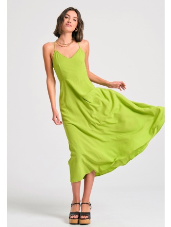 lyocell blend μίντι φόρεμα με ανοιχτή πλάτη