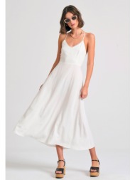 lyocell blend μίντι φόρεμα με ανοιχτή πλάτη