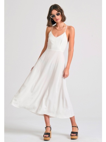 lyocell blend μίντι φόρεμα με ανοιχτή πλάτη