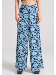 wide leg εμπριμέ παντελόνα από βισκόζη