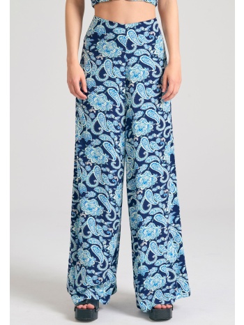 wide leg εμπριμέ παντελόνα από βισκόζη