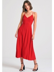 lyocell blend μίντι φόρεμα με ανοιχτή πλάτη