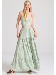 μάξι ριγέ φόρεμα με cut ...