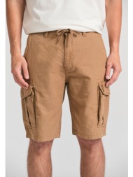 loose fit linen blend cargo βερμούδα