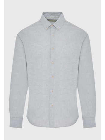 linen blend πουκάμισο σε μελανζέ ύφανση