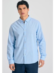 linen blend πουκάμισο σε μελανζέ ύφανση