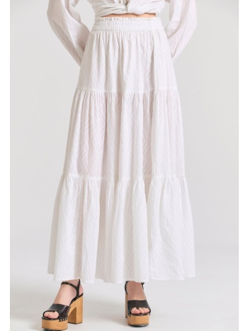 relaxed fit φούστα με βολάν σε ζακάρ ύφανση