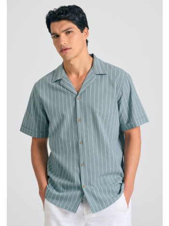 relaxed fit linen blend ριγέ πουκάμισο