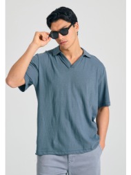 relaxed fit linen blend μπλούζα πόλο