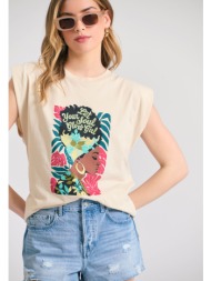 organic cotton t-shirt με τύπωμα σε boho look