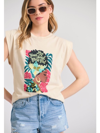 organic cotton t-shirt με τύπωμα σε boho look