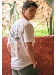 relaxed t-shirt με tropical τύπωμα στην πλάτη