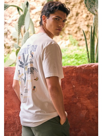 relaxed t-shirt με tropical τύπωμα στην πλάτη