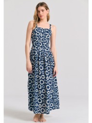 μίντι εμπριμέ φόρεμα με πιέτες και δέσιμο στην πλάτη