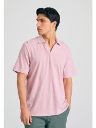 relaxed fit linen blend μπλούζα πόλο