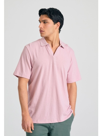 relaxed fit linen blend μπλούζα πόλο
