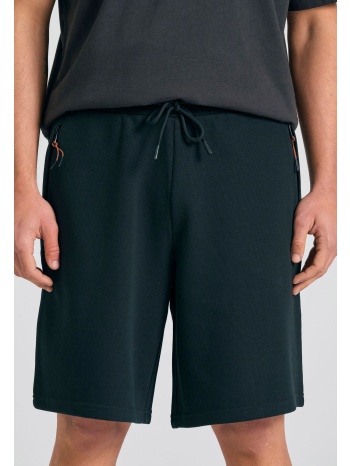 relaxed fit αθλητική βερμούδα σε πικέ ύφανση
