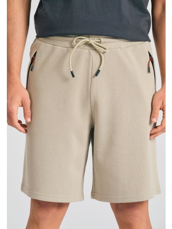 relaxed fit αθλητική βερμούδα σε πικέ ύφανση