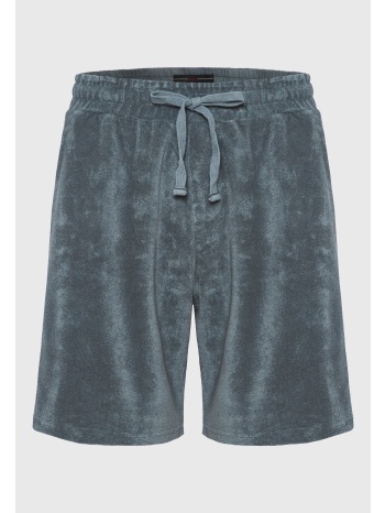 slim tapered fit αθλητική βερμούδα σε πετσετέ ύφασμα